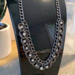 Gun metal crystal necklace